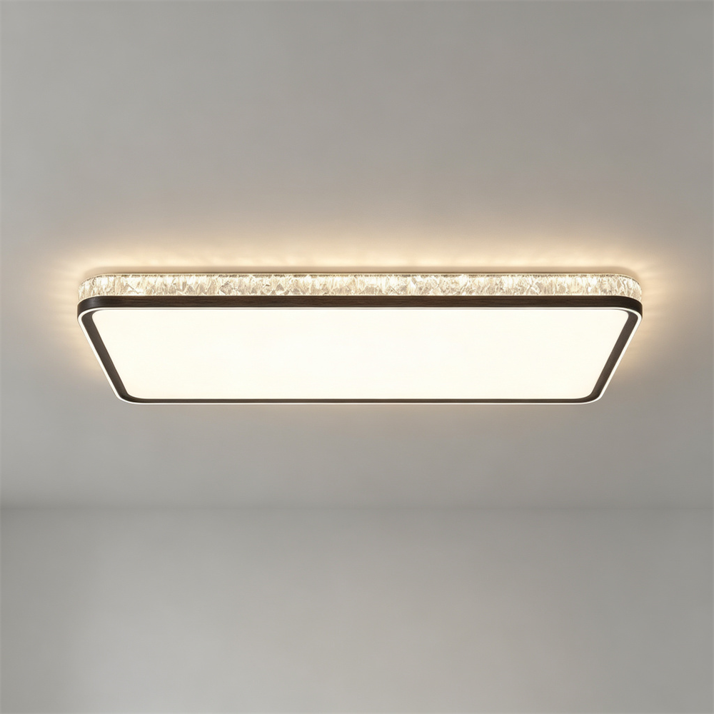 ZXXD004 Crystal Trim Rectangle Wood LED Ceiling Light modern LED ceiling light from Huixiang Lighting, Zhongshan China